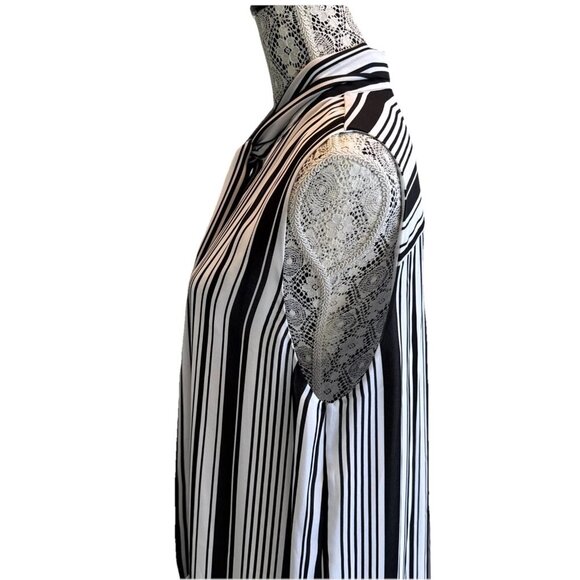 Michael Kors Tunic Striped Black And White Short Dress With Tie Woman’s 14 - Picture 12 of 16